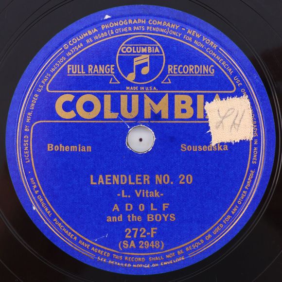 Adolf & The Boys Proto Ty Jsi Plakala/Laendler No. 20 78 rpm Record 272-F Czech - Picture 3 of 16